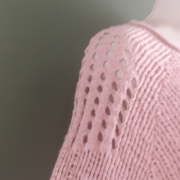 Mittoshop Pink Loose Knit Cotton Rolled Hem Long Sleeve Sweater Sz M Boutique - Picture 4 of 15